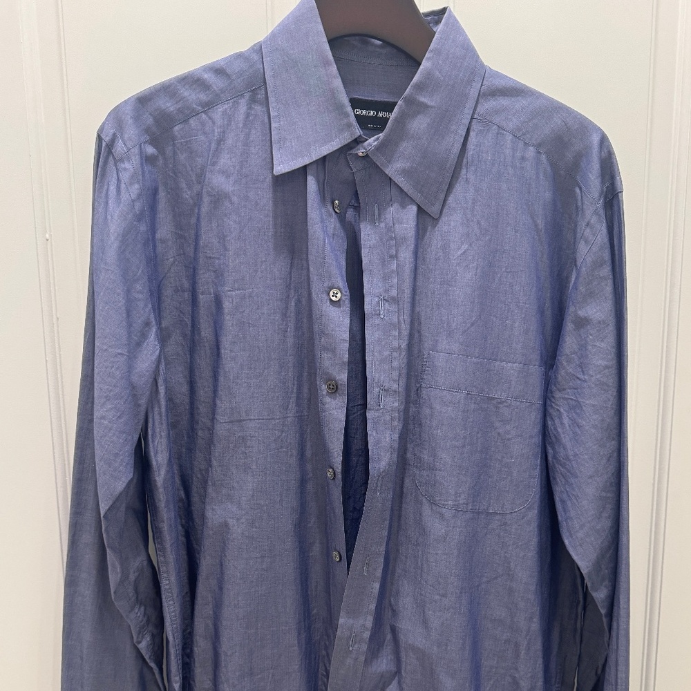 Giorgio Armani Purple Dress Shirt 100% Cotton 15 3/4 neck